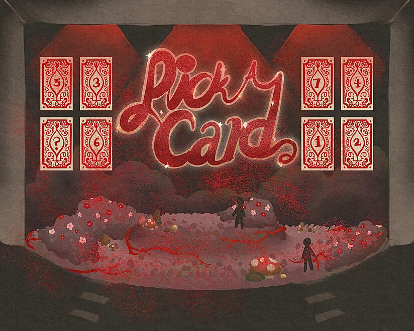 —:: once upon a time… to die | “pick a card” stage concept art (2025)